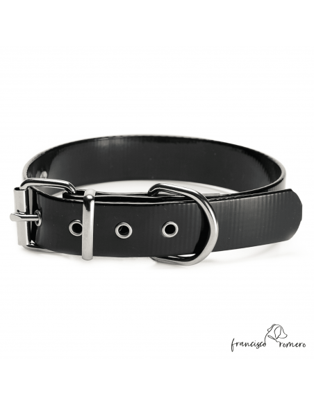 Collar Biothane Gold Ancho 2,5 cm H-Rulo Negro