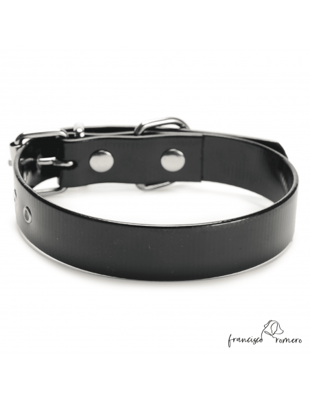 Collar Biothane Gold Ancho 2,5 cm H-Rulo Negro
