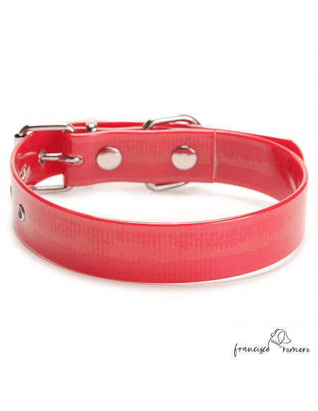 Collar Biothane Gold Ancho 2,5 cm H-Rulo Rojo