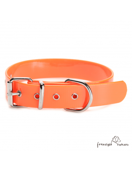 Collar Biothane Gold Ancho 2,5 cm H-Rulo Naranja