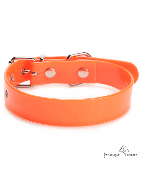 Collar Biothane Gold Ancho 2,5 cm H-Rulo Naranja