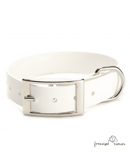 Collar Biothane Gold ancho 2,5 cm H-Alemana Blanco
