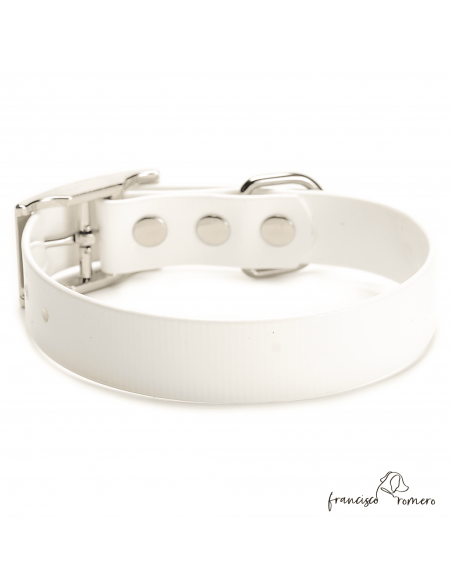 Collar Biothane Gold ancho 2,5 cm H-Alemana Blanco