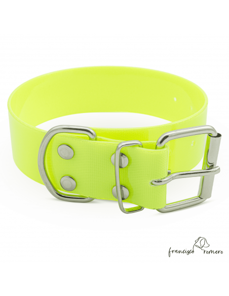 Collar Biothane Gold Ancho 3,8 cm H-Rulo Amarillo