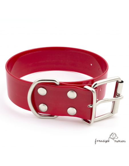 Collar Biothane Gold Ancho 3,8 cm H-Rulo Rojo