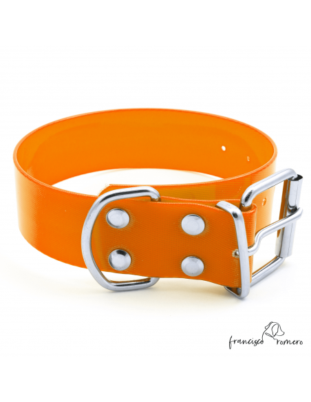 Collar Biothane Gold Ancho 3,8 cm H-Rulo Naranja