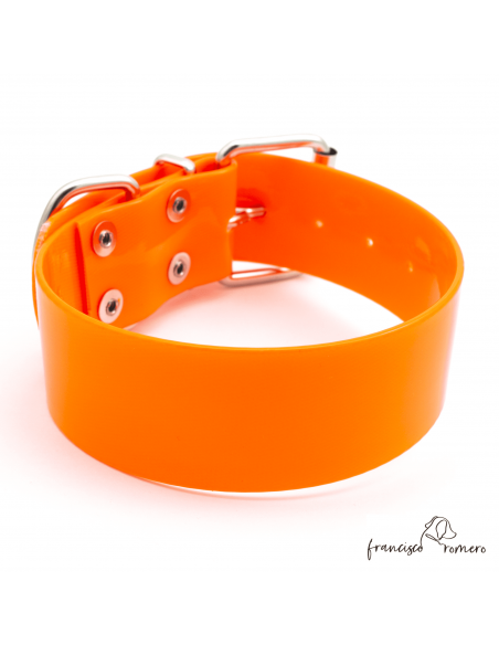 Collar Biothane Gold Ancho 3,8 cm H-Rulo Naranja