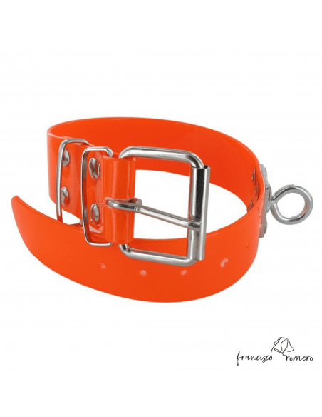 Collar Biothane Gold Ancho 3,8 cm - Quitavueltas Naranja