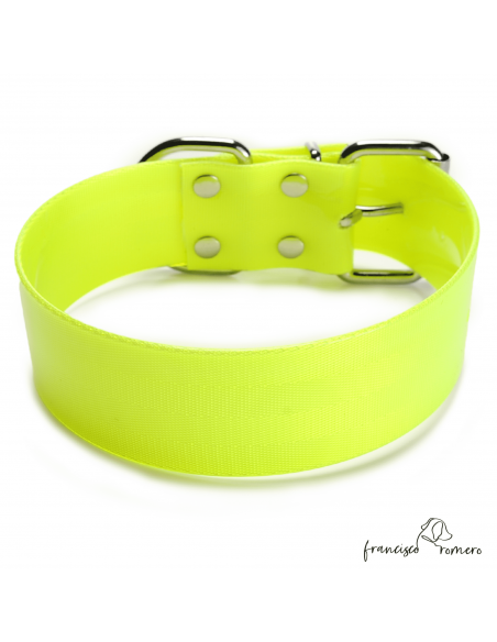 Collar Biothane Gold Ancho 5 cm H-Rulo Amarillo