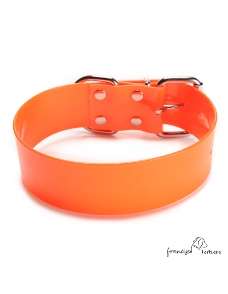 Collar Biothane Gold Ancho 5 cm H-Rulo Naranja