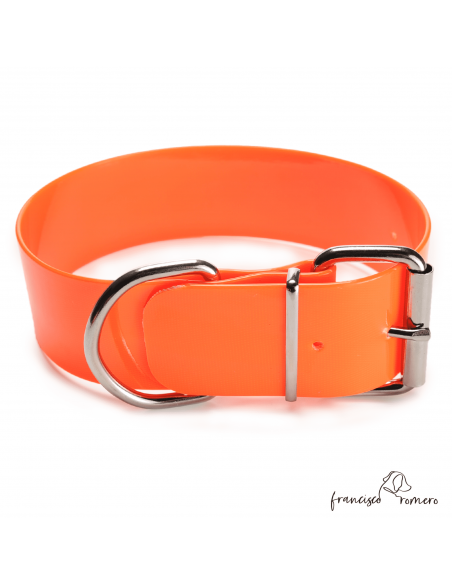 Collar Biothane Gold Ancho 5 cm H-Rulo Naranja