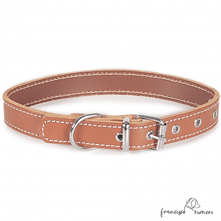 Collar Piel Vaquetilla Hebilla rulo Caramelo