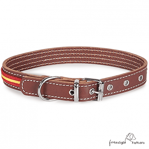 Collar piel vaquetilla bandera España...