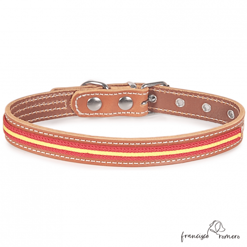 Collar piel vaquetilla bandera España...