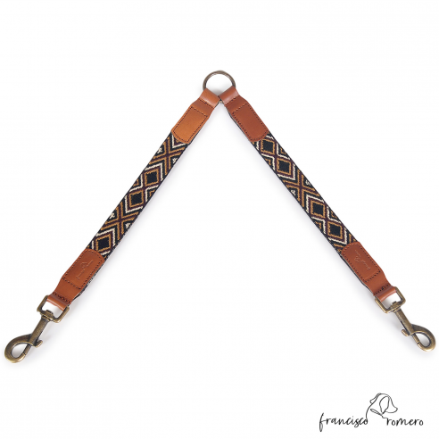 Amarre para dos perros Piel Luna Marrón