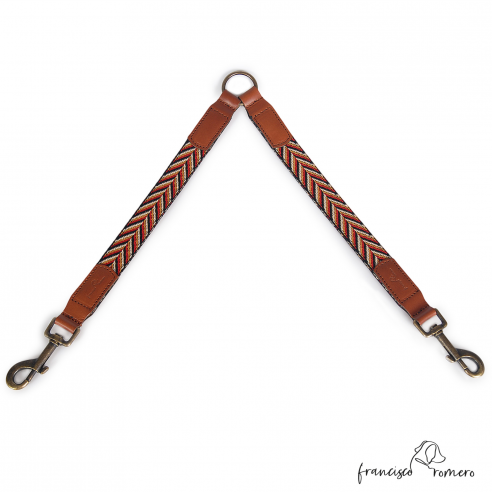 Amarre para dos perros Piel Espiga Rojo