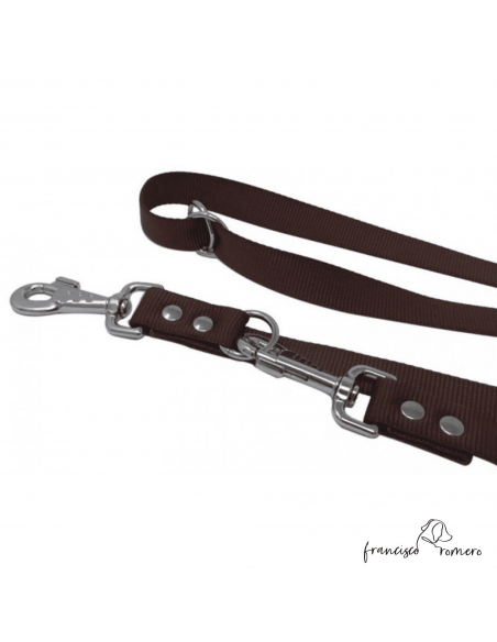 Correa adiestramiento multiposición nylon Marrón