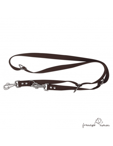 Correa adiestramiento multiposición nylon Marrón