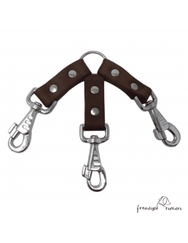 Amarre triple para perros nylon Marrón