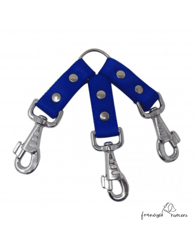 Amarre triple para perros nylon Azul