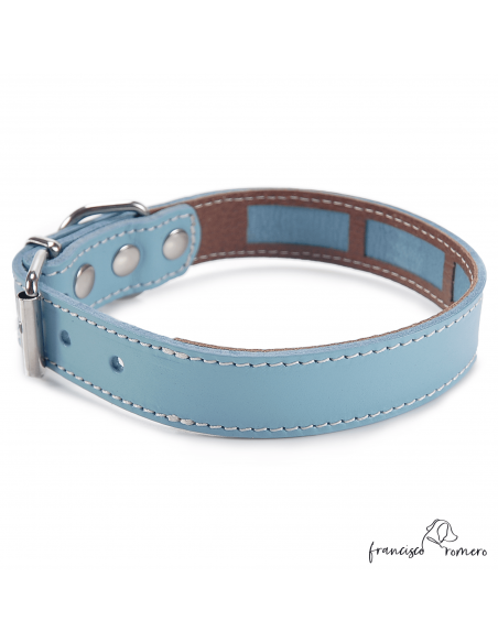 Collar Piel Funda Antiparasitaria Celeste