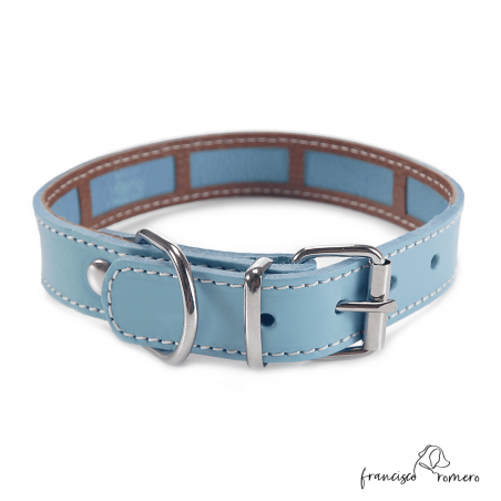 Collar Piel Funda Antiparasitaria Celeste