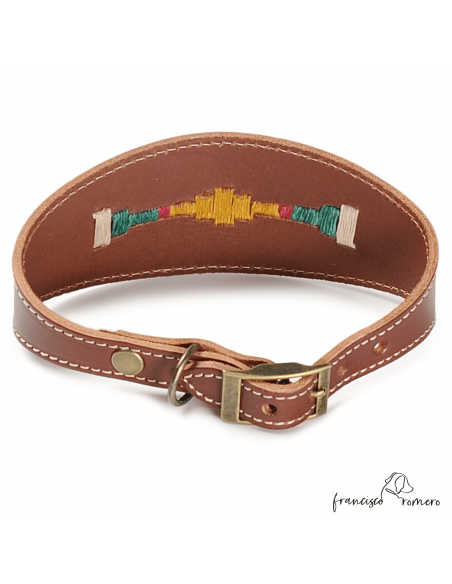 Collar para Galgo Bordado Argentino chocolate