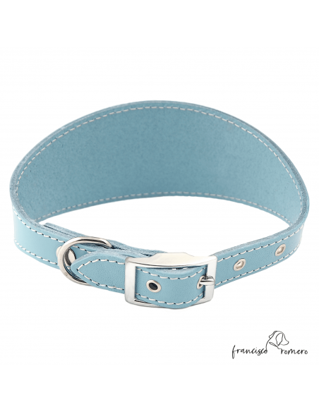 Collar para Galgo sin forro interior Celeste