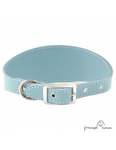 Collar para Galgo sin forro interior Celeste