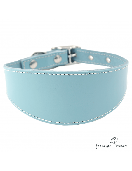 Collar para Galgo sin forro interior Celeste