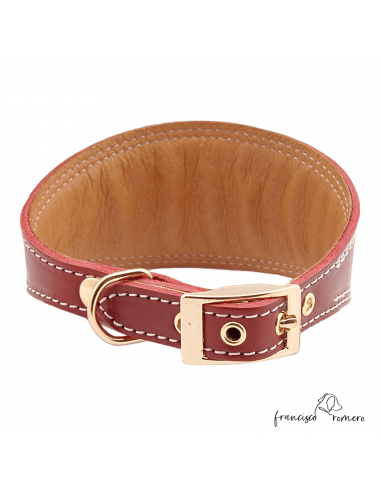 Collar para Galgo Liso Oro Burdeos