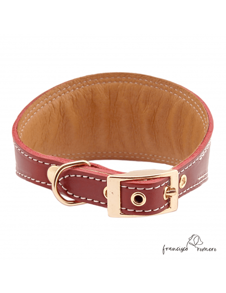 Collar para Galgo Liso Oro Burdeos