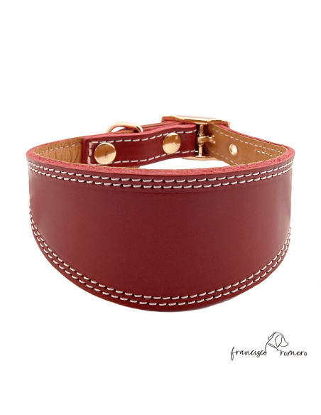 Collar para Galgo Liso Oro Burdeos