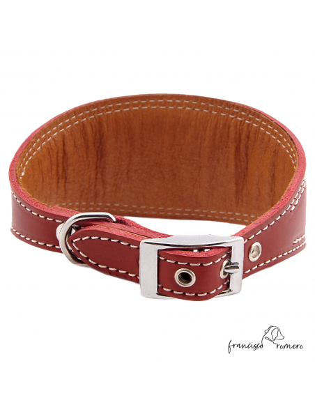 Collar para Galgo Liso Plata Burdeos