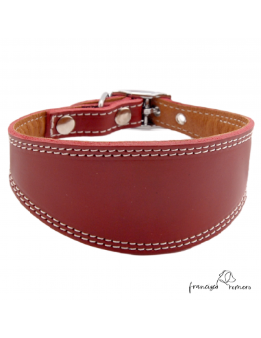 Collar para Galgo Liso Plata Burdeos