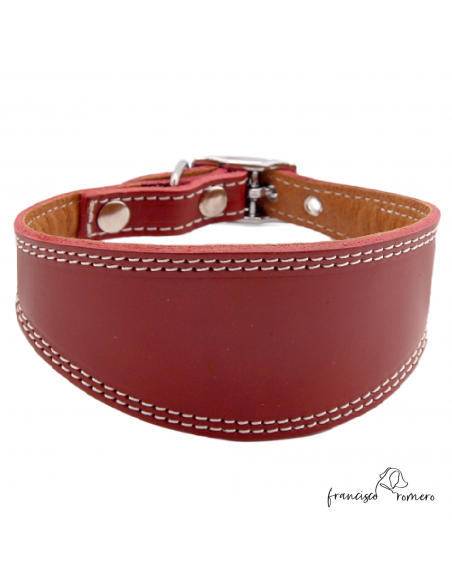 Collar para Galgo Liso Plata Burdeos