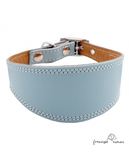 Collar para Galgo Liso Plata Celeste