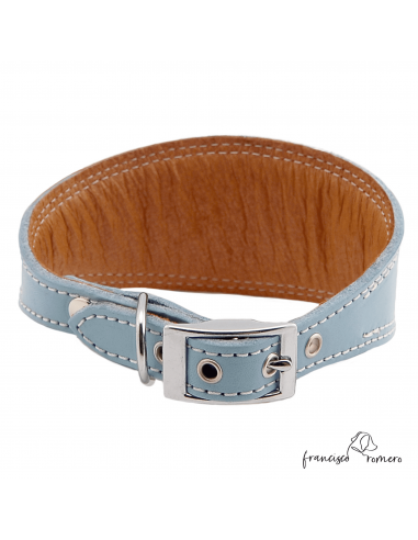 Collar para Galgo Liso Plata Celeste