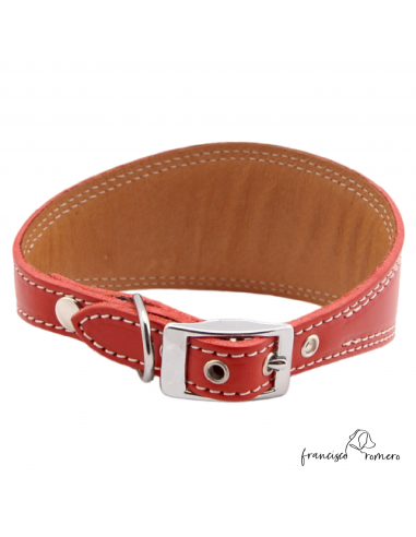 Collar para Galgo Liso Plata Rojo