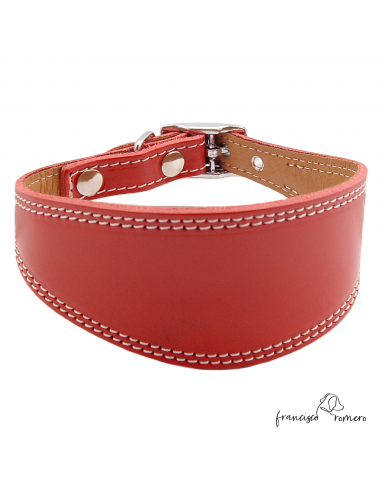 Collar para Galgo Liso Plata Rojo