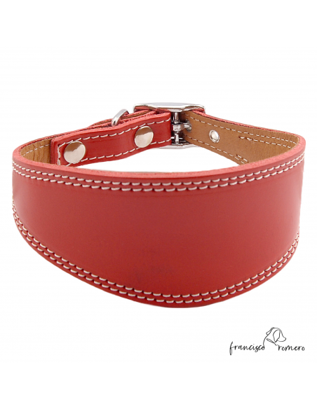 Collar para Galgo Liso Plata Rojo