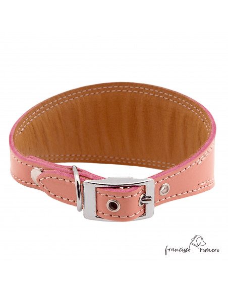 Collar para Galgo Liso Plata Rosa