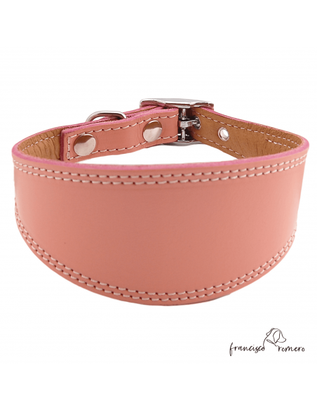 Collar para Galgo Liso Plata Rosa