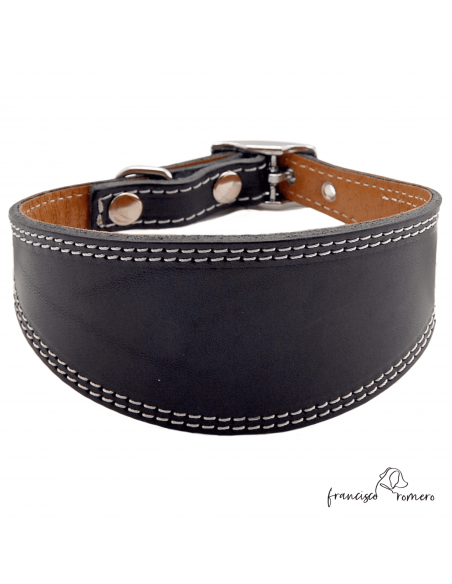 Collar para Galgo Liso Plata Negro