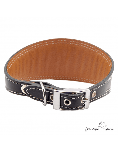Collar para Galgo Liso Plata Negro