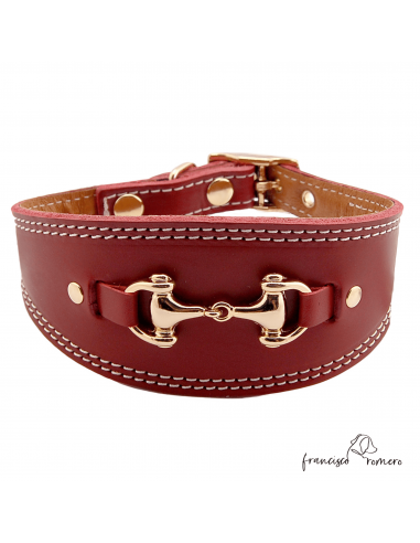 Collar para Galgo Estribo Oro Burdeos