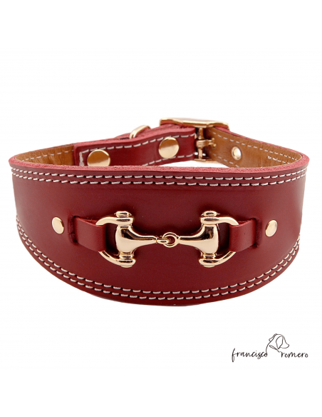 Collar para Galgo Estribo Oro Burdeos
