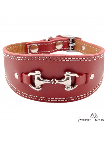Collar para Galgo Estribo Plata Burdeos