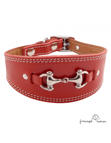 Collar para Galgo Estribo Plata Rojo