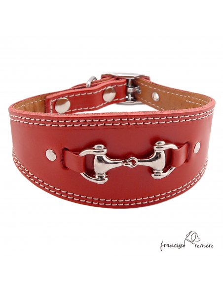 Collar para Galgo Estribo Plata Rojo